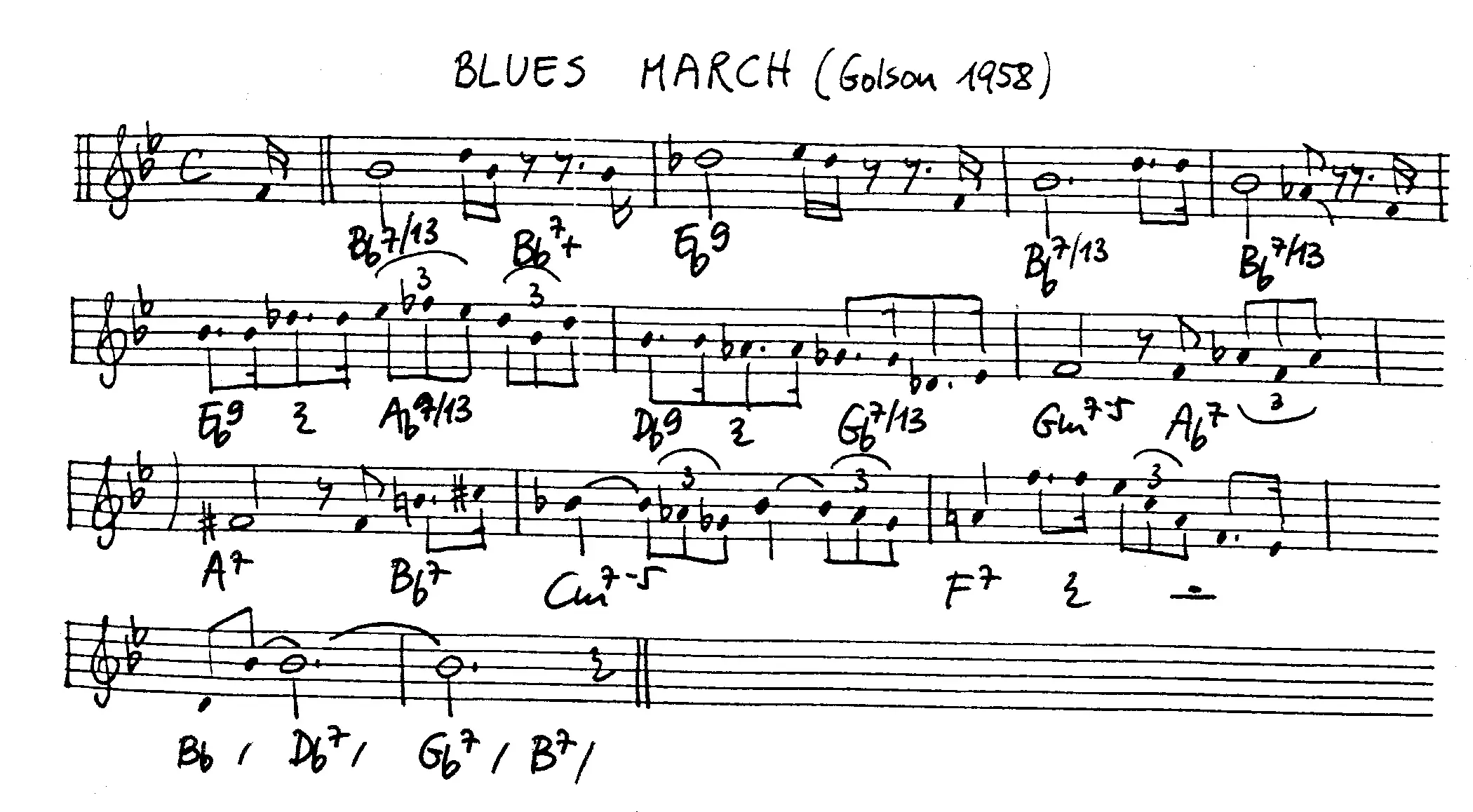 blues march free jazz leadsheet - Courtesy of the Jungle Jazz Band